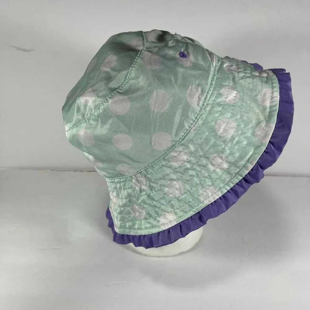 UVSkinz Reversible Toddler Sun Hat - UPF 50+ Mint Polka Dot & Fish Print Size 7